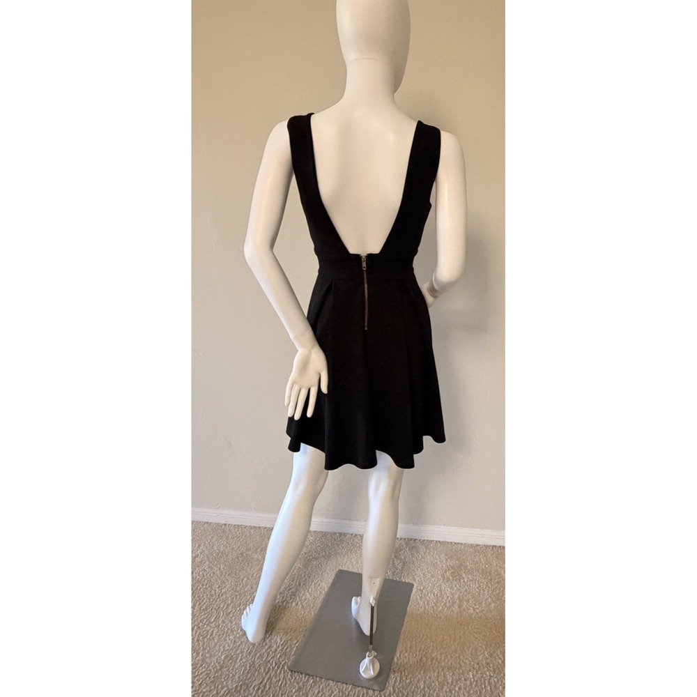 Haute Monde Black Knit Fit & Flare Mini Sleeveless V-Neck Pleated Zip Dress S - Picture 6 of 16